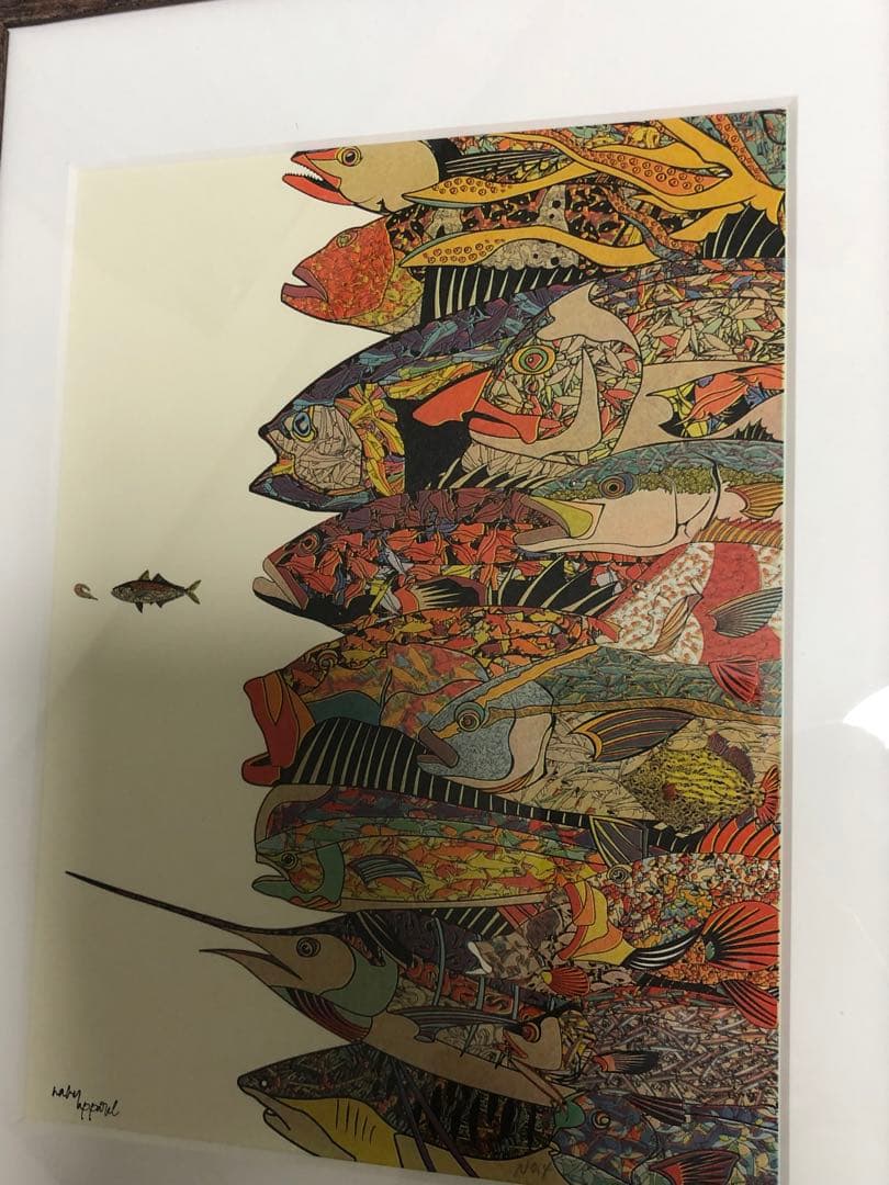 ネイビーアパレル　GYOGUN ART多色使い 木製フレーム付き 新品未使用