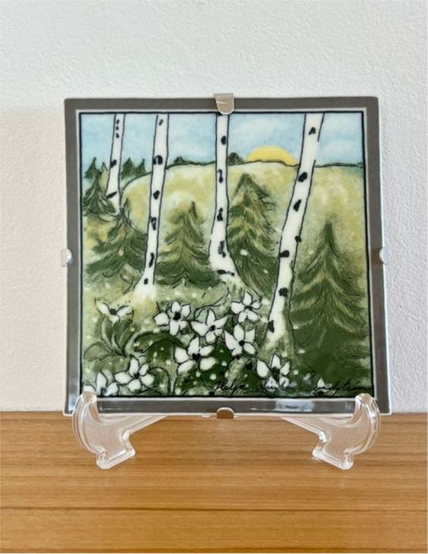 【参考画像】ARABIA アラビア ヘルヤ 春の陶板画 サイズ比較用