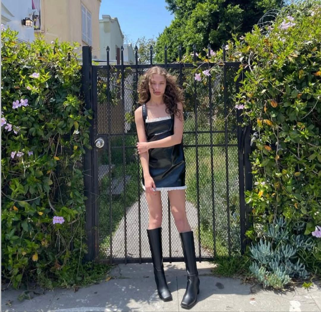 theVirgins leather square neck ops ワンピース