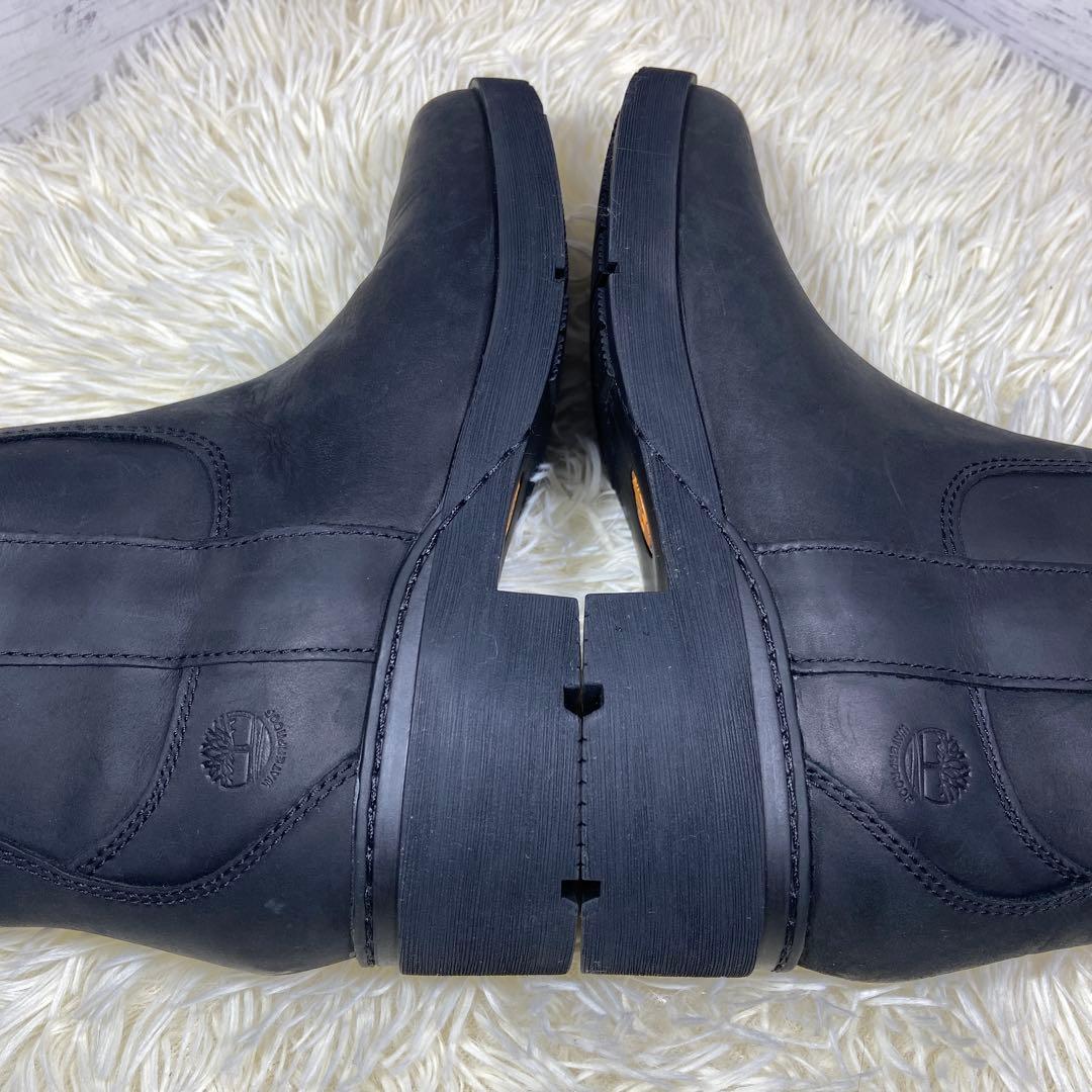 美品✨ティンバーランド レザーロングブーツ サイドジップ ウォータープルーフ 黒