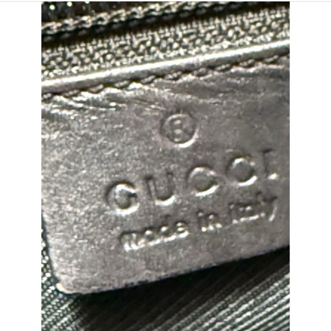 GUCCIGG柄 ロングショルダーバッグ 茶 ブラウン デニム×レザー