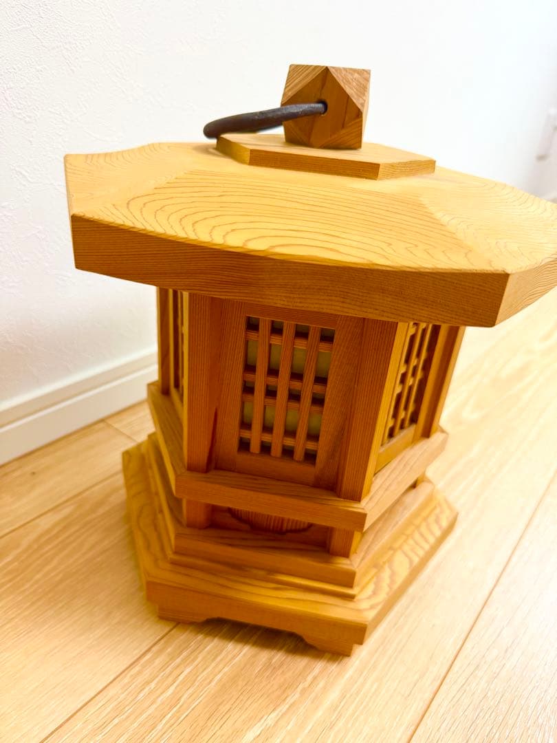 伝統工芸士 小南吉彦 作 春日杉 六角釣燈籠 吊行灯 高34cm