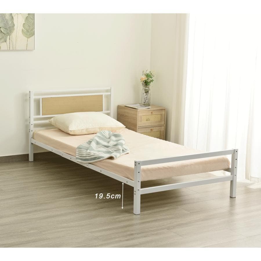 【ホワイト】パイプベッド シングル ベッド 宮 三段階高さ調整可 子供部屋