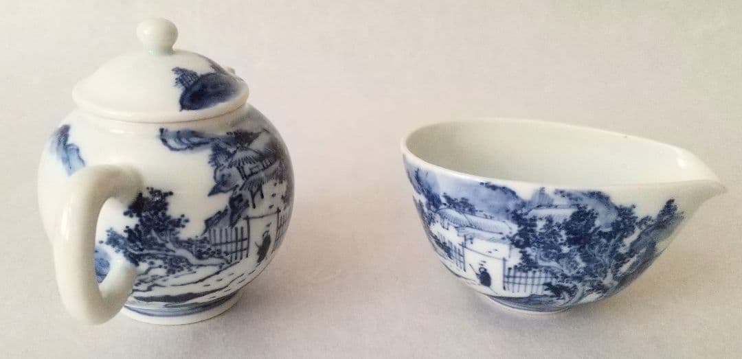 京焼茶器セット 平安竹泉 特注黒檀手作り盆付き