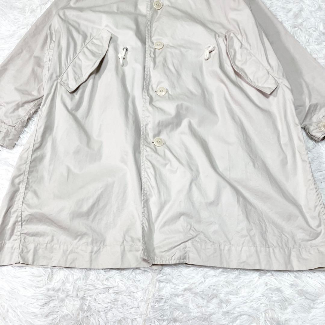 45R 高密度ギャバの908モッズ ステンカラー コート オフホワイト　フード