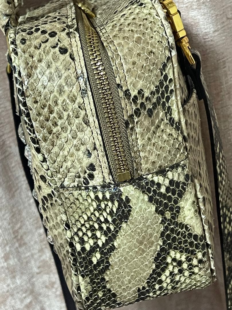 み*ば様 A.D.M.J. パイソン　スワロフスキー　ハンドバッグ