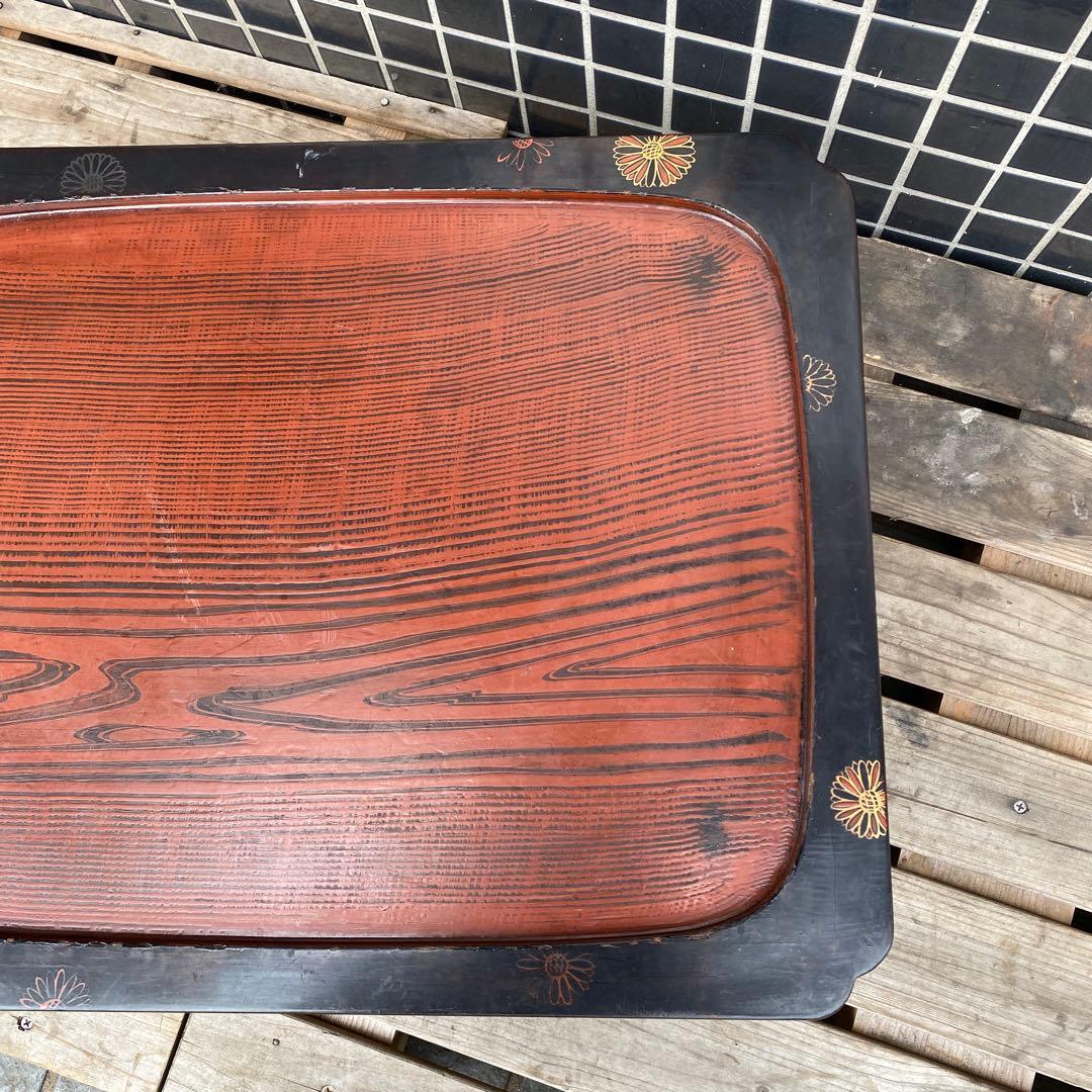 時代物 蒔絵 漆塗り 四つ脚会席膳 骨董品 テーブル 大正 アンティーク家具