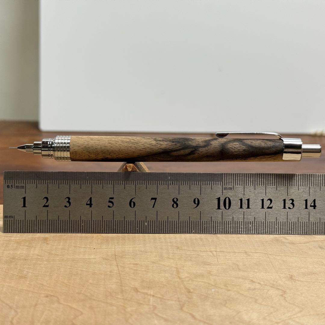 99黒柿　木軸シャーペン　最強低重心　ステンレス 溝付き　無塗装