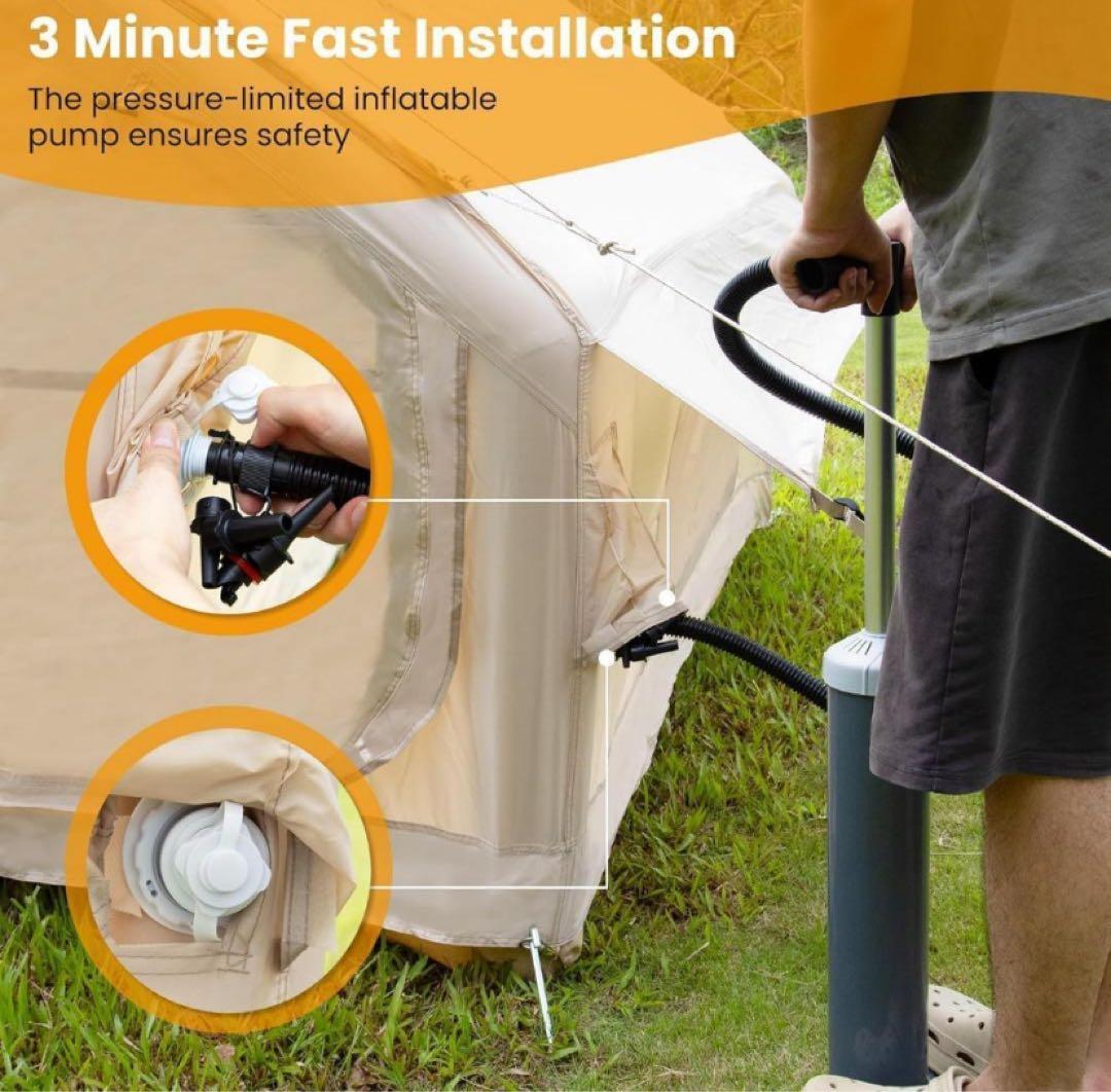 エアーテント 2～6人用 テント大型 キャンプテント 折りたたみ ハンドポンプ付