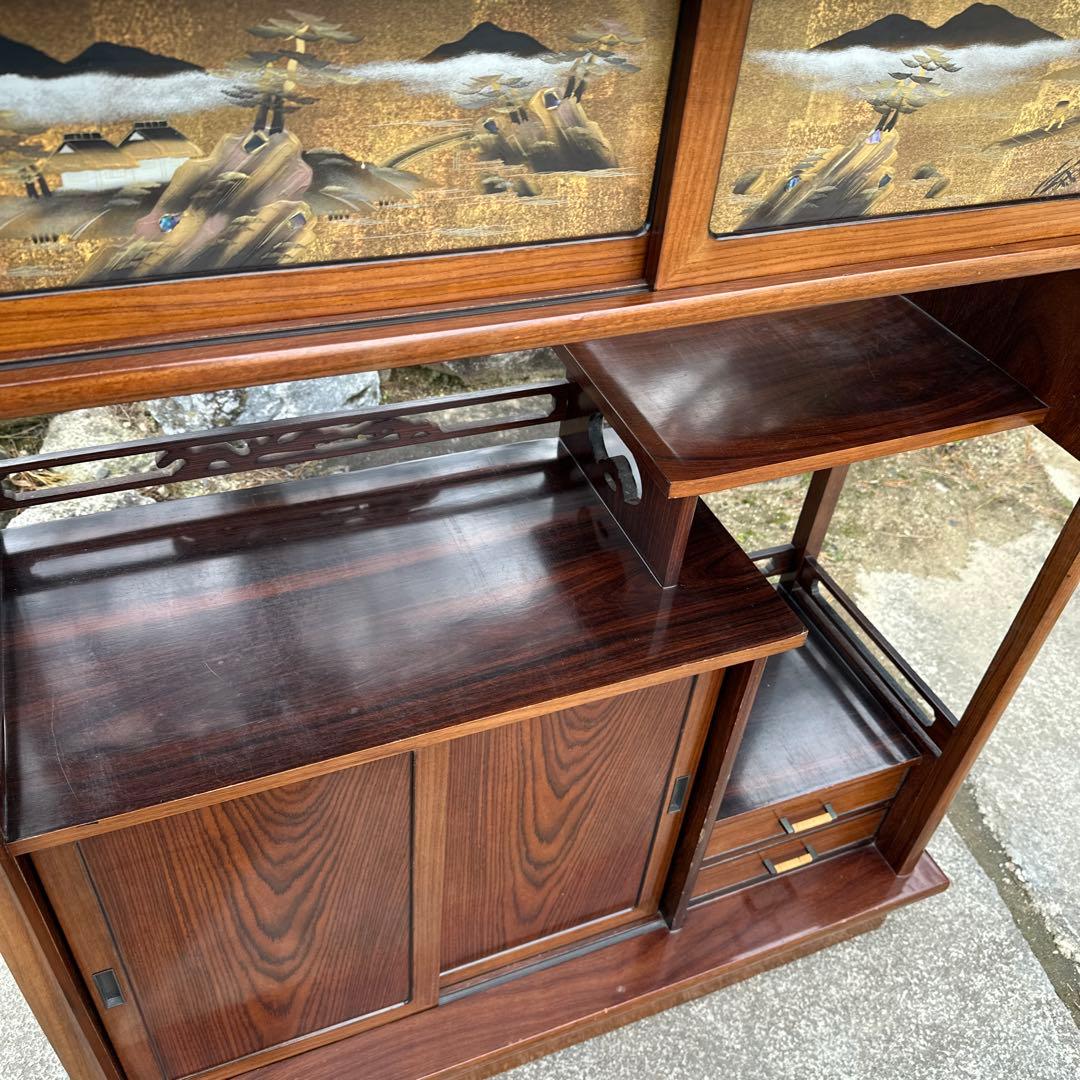 茶棚 茶箪笥 蒔絵 金彩 豪華 金厚塗り 立体感 重厚感 銘：玉水 螺鈿iso※