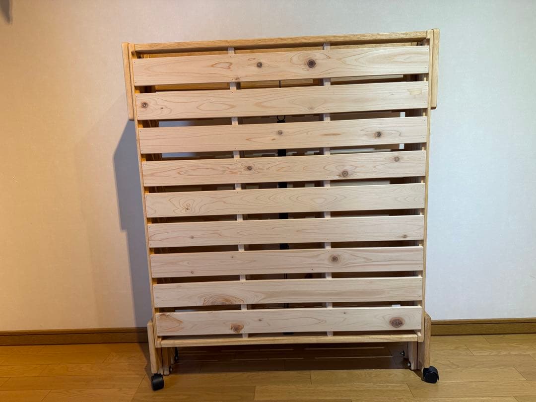 折りたたみ式ひのきすのこベッド　ライトブラウン　シングルサイズ　日本製