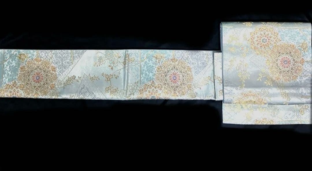 袋帯　ワンタッチ作り帯　マジックテープ　二重太鼓　付け帯【吉祥華紋】正絹