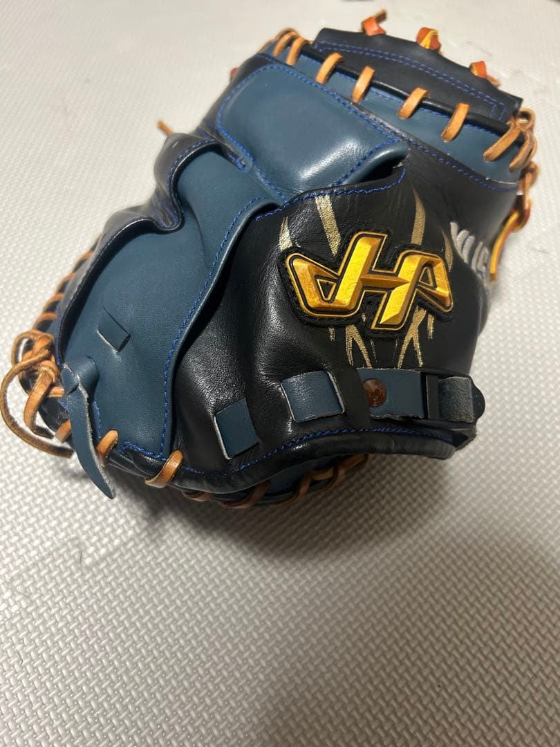て*ん様 YUSHI 硬式グローブ 青/黒　キャッチャーミット