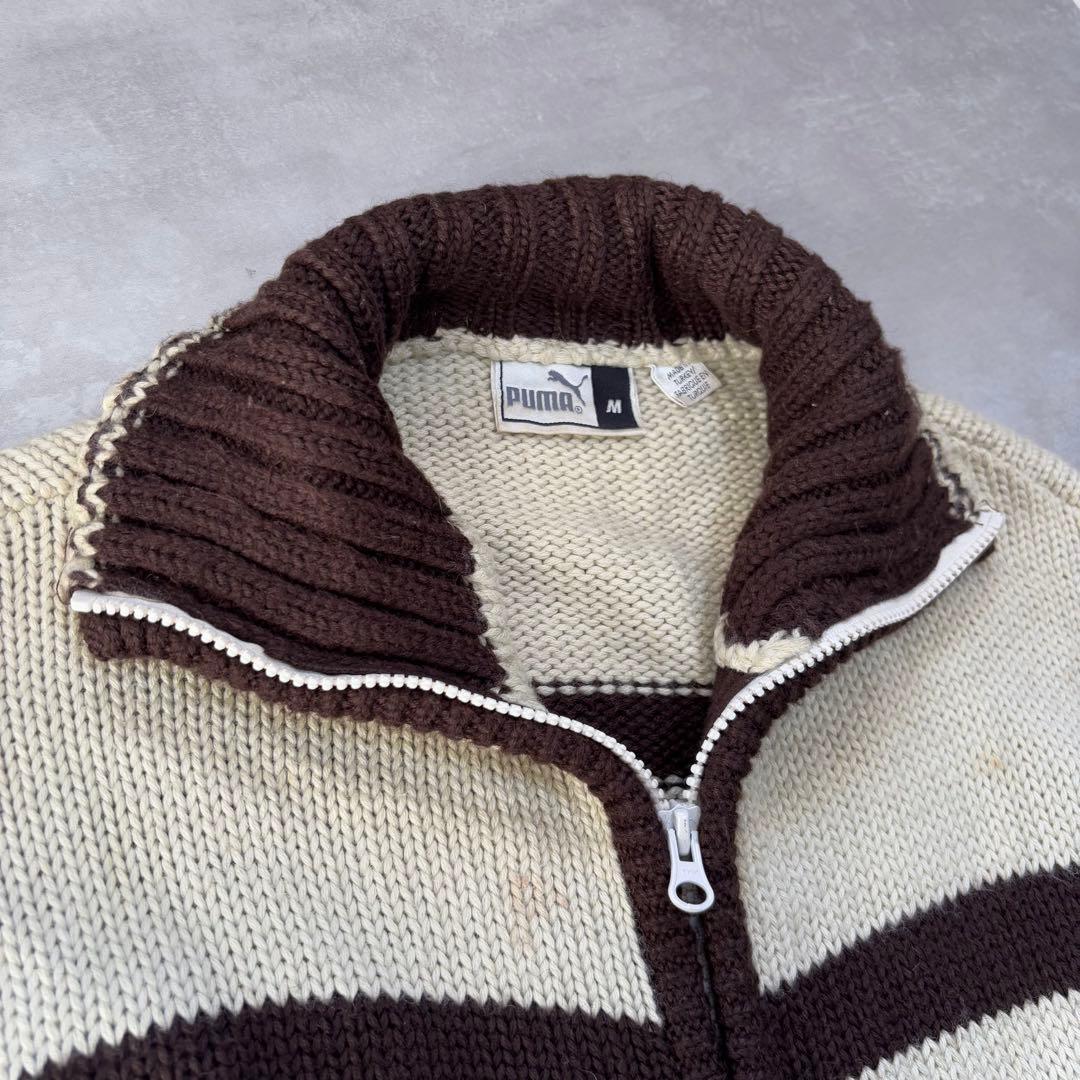 希少　80s - PUMA プーマ　ドライバーズニット　カウチン　茶色　トルコ製