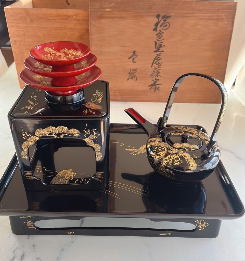 漆器セット 金箔装飾 木箱付き　輪島塗　お屠蘇セット　お正月