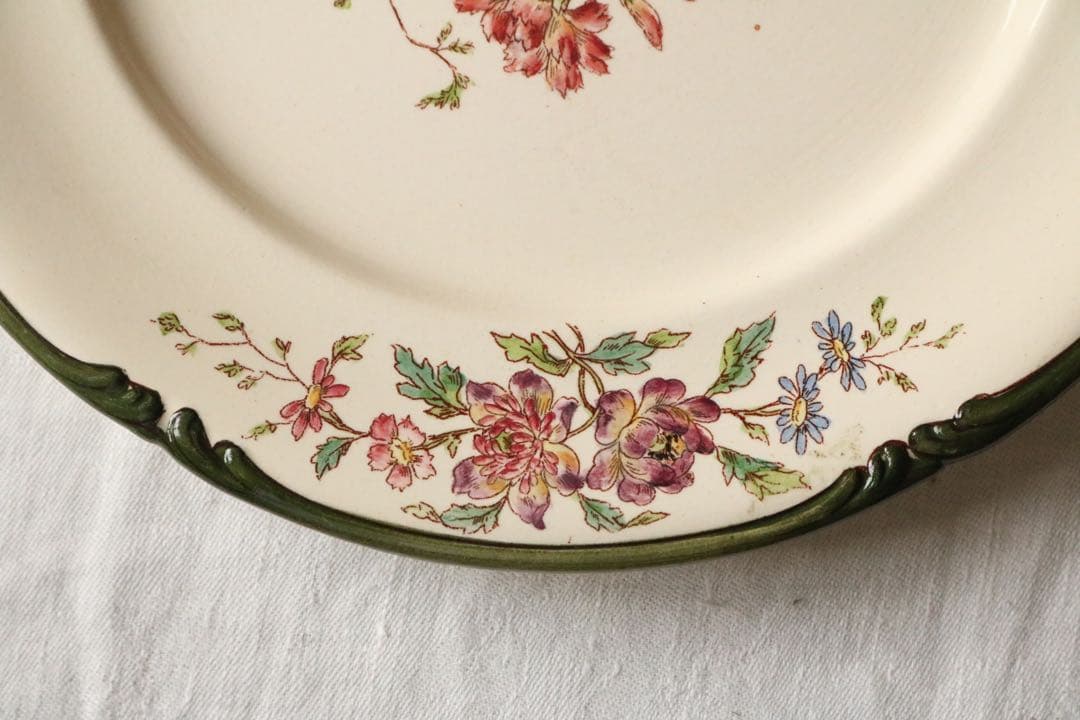 Longchamps 多彩刷り　b 薔薇リボン　プレート　フランス　アンティーク