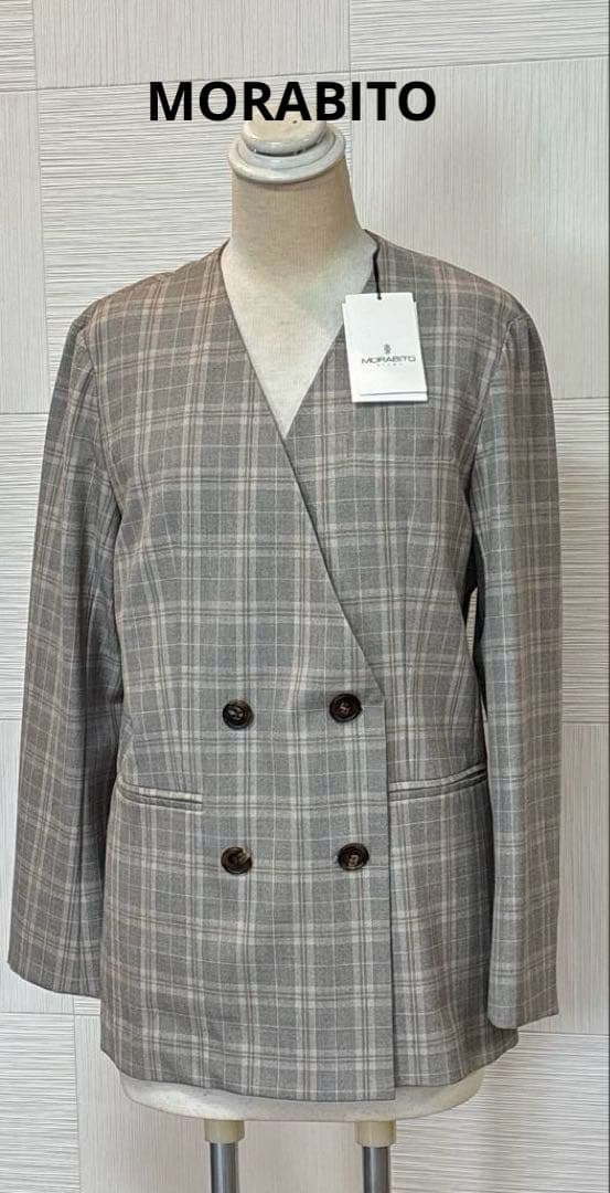 SALE✨MORABITO ✨モラビト チェック柄ノーカラージャケット