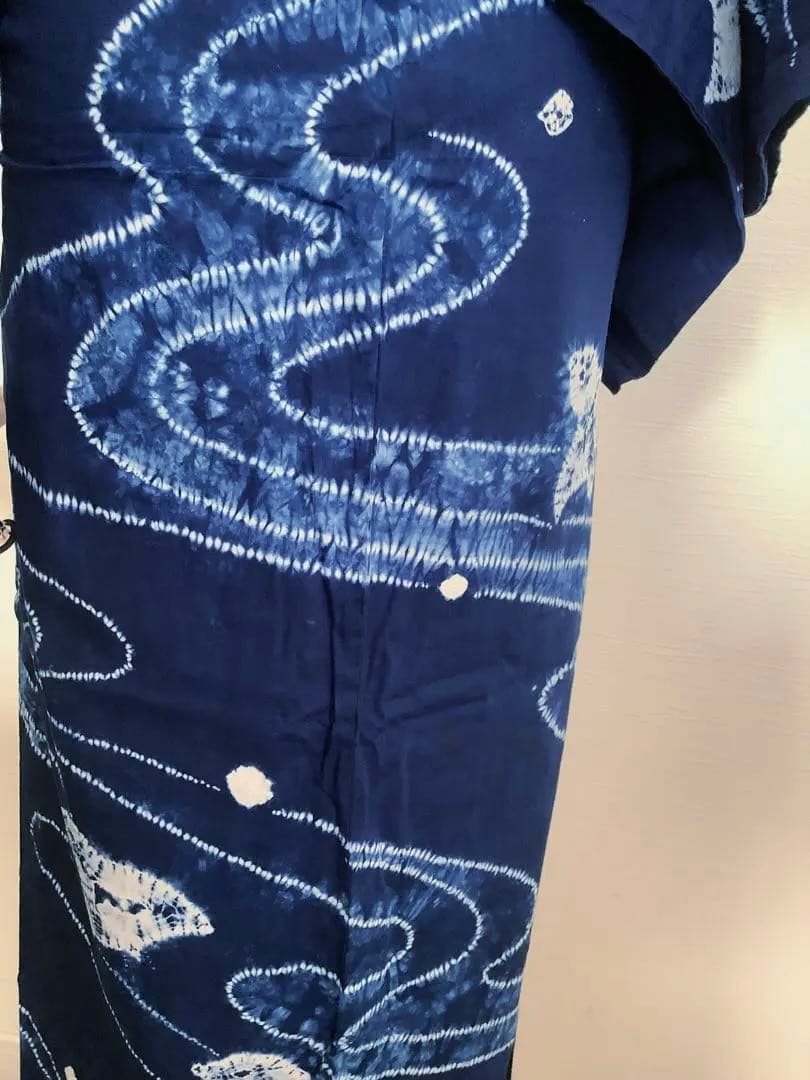 波に千鳥絞り浴衣　絵羽柄　付け下げ調