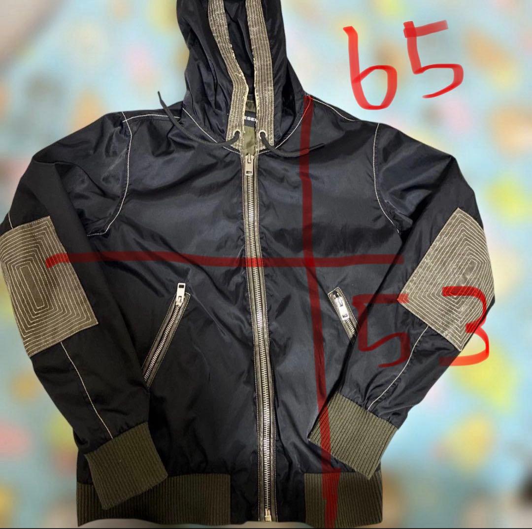 DIESEL ナイロンジャケット　メンズS レザー切り替え