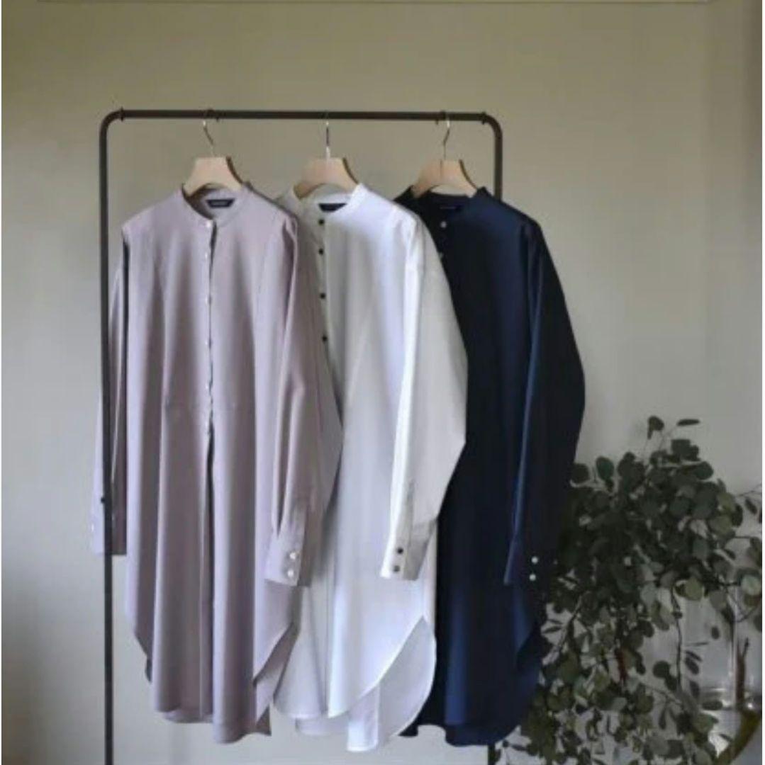 アワーホーム　胸もと切り替えロングシャツ