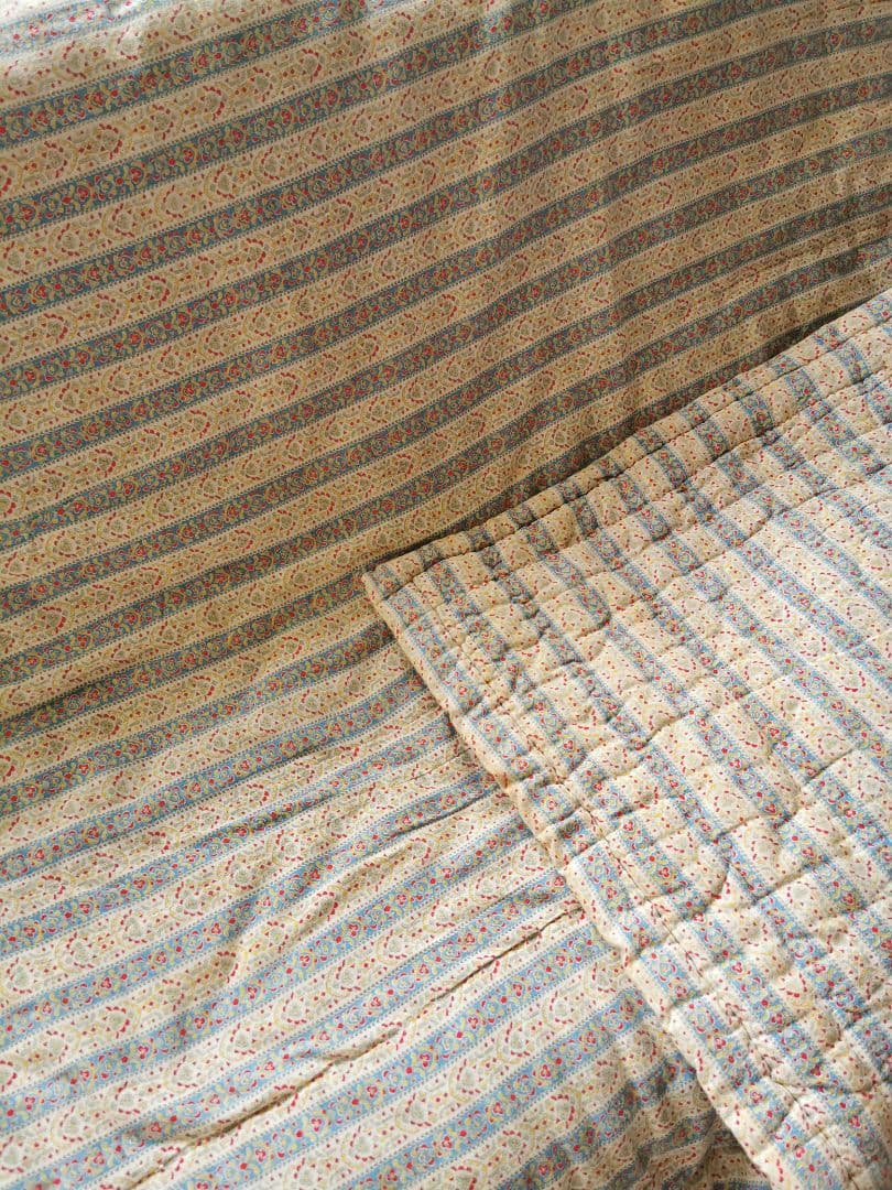 アンティーク両面フレンチファブリック プロヴァンスブティキルト 手縫い肉厚綿入り