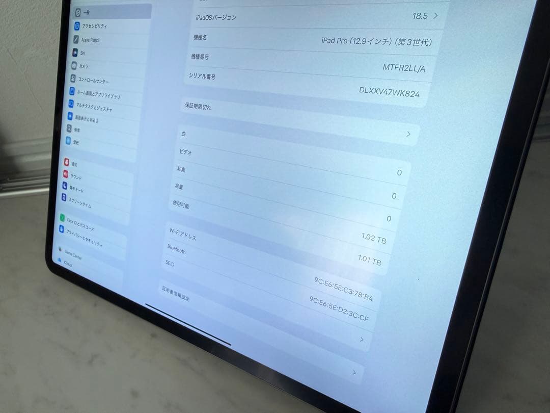 iPad Pro 12.9インチ 第三世代　1TB WiFi 92%