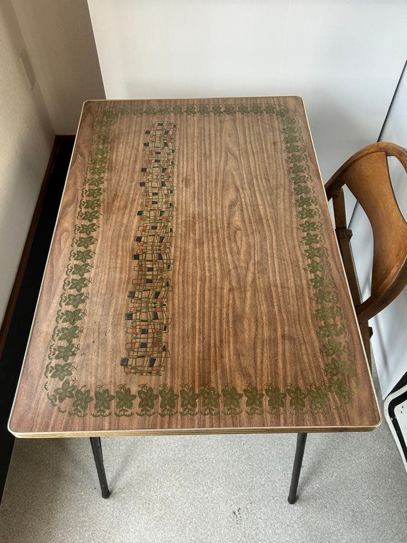 ヴィンテージ　昭和レトロ　鉄脚テーブル　作業台　ダイニング　机ミッドセンチュリー