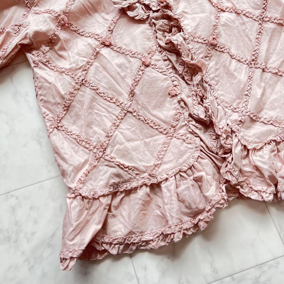 PINK HOUSE 羽織ブラウス　薔薇モチーフ　フリル　リボン　日本製