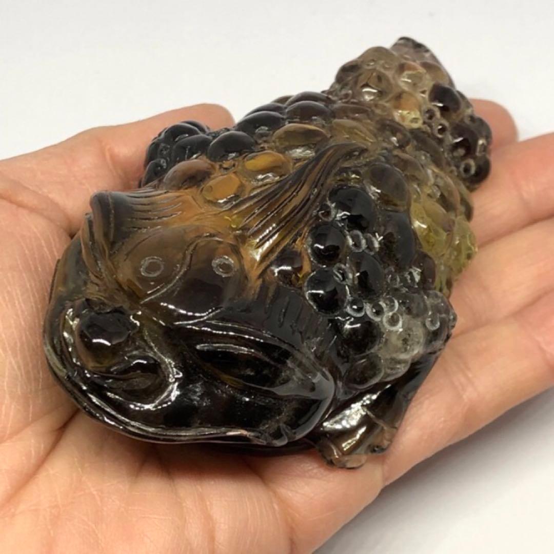 3本足のカエル　金運　レモンクオーツ　三脚蟾蜍　風水　レア