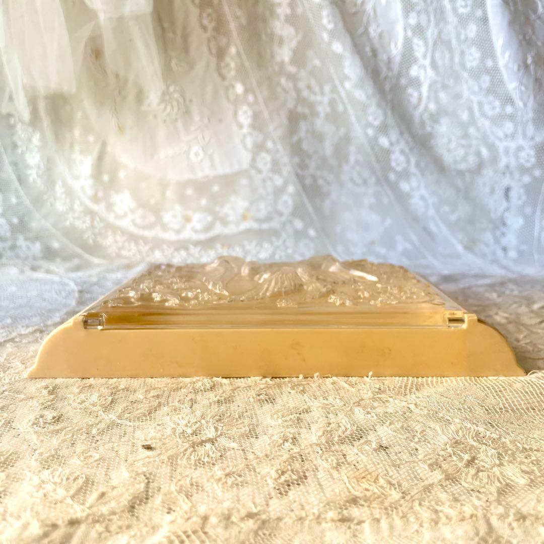 小鳥レリーフのメルスリーボックス　裁縫箱　フランスアンティークヴィンテージ