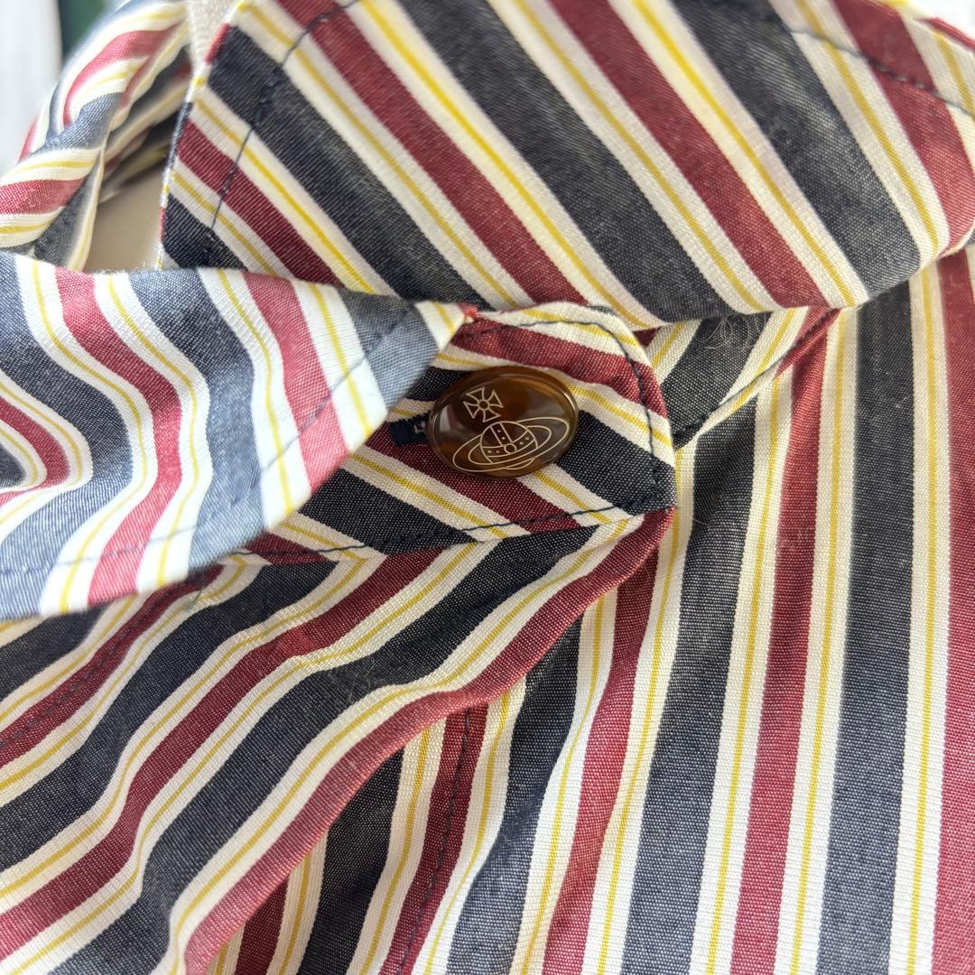 ヴィヴィアンウエストウッド　レッドレーベル　シャツ　変形　オーブ　ストライプ