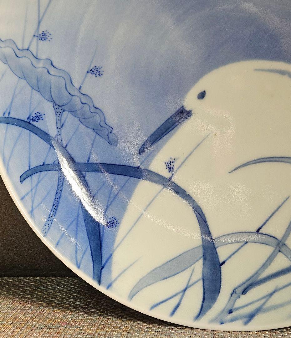 肥前官窯　香蘭社の前身　幕末明治期 米国里帰り品　年木庵製　鷺図　25.2cm皿