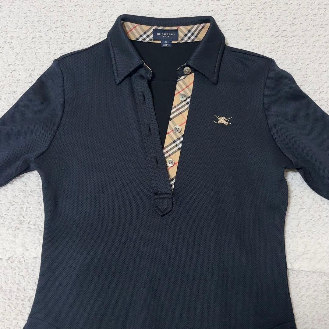 バーバリー ゴルフ ノバチェック ポロワンピース ゴルフウェア ネイビー M 紺