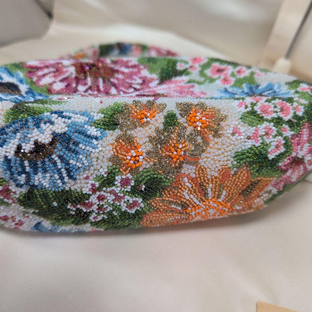 花柄ビーズ刺繍　ハンドバッグ　はしもと　和装バック　超美品　昭和レトロ