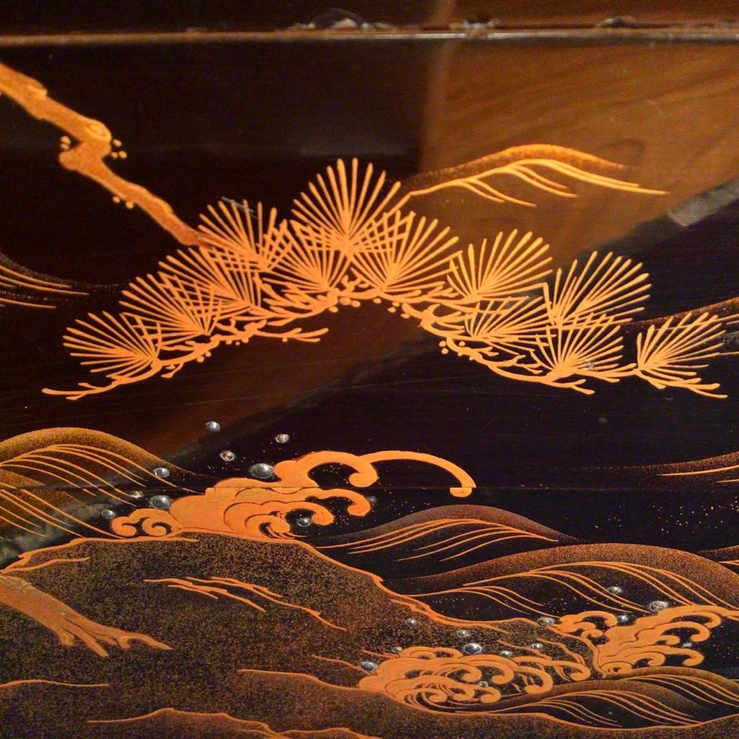 ❣️特別出品 輪島塗 肉合研出蒔絵　波に千鳥図 銀散し　野弁当 重箱