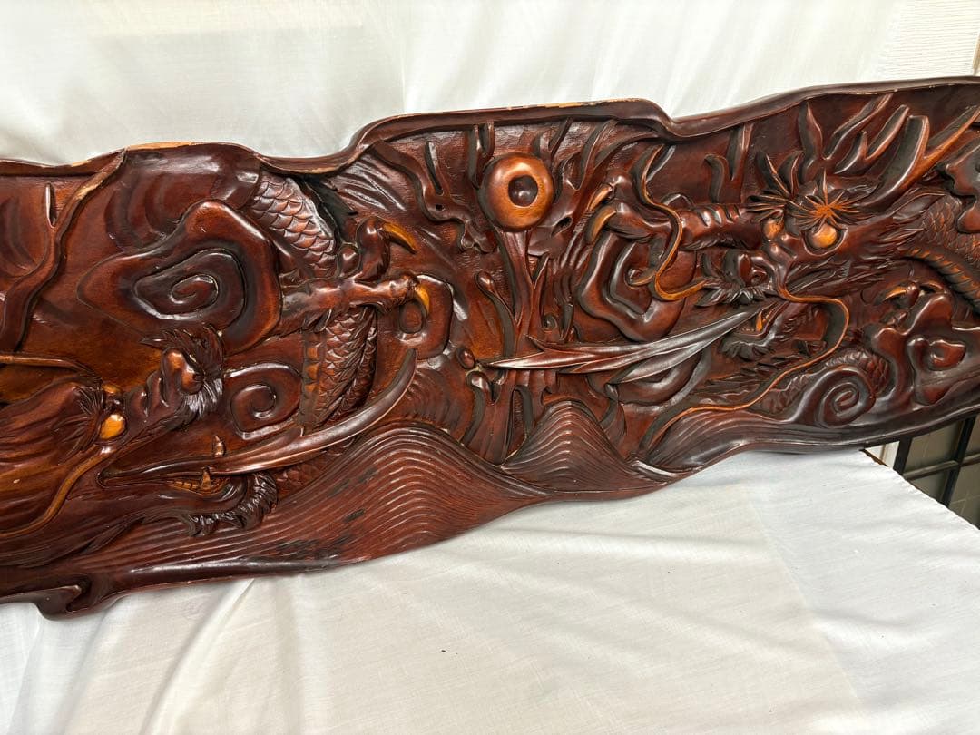 欄間　額　龍　厚彫　彫刻　アンティーク　骨董