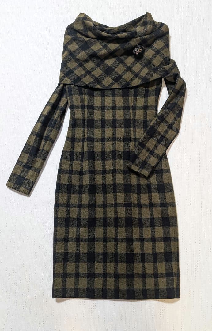 美品　GUCCI グッチ　ワンピース　ウール長袖　チェック　S