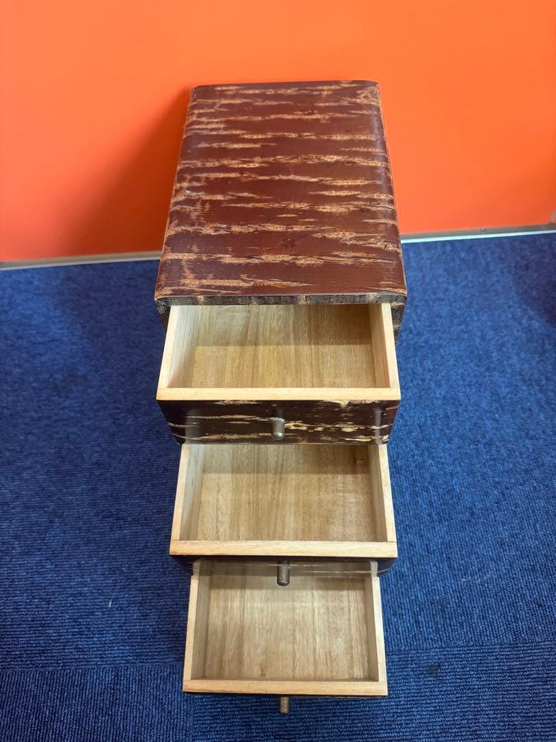 1956 桜皮細工　樺細工　引き出し3段　未使用