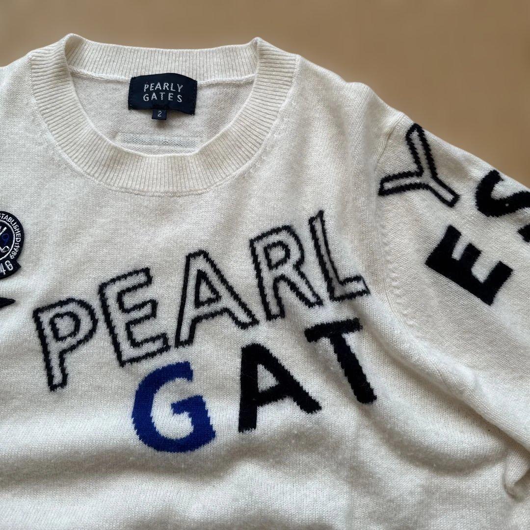 PEARLY GATES ロゴ入りカシミヤセーター　サイズ　2