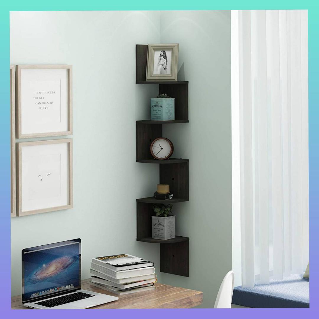 5段 エスプレッソ 壁掛け コーナーシェルフ ロッシ