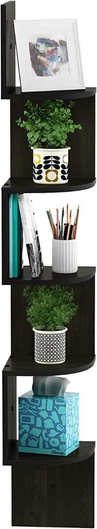 5段 エスプレッソ 壁掛け コーナーシェルフ ロッシ