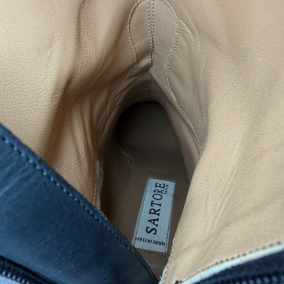 【美品】SARTORE ジョッキーブーツ クロスバック ブラック レザー