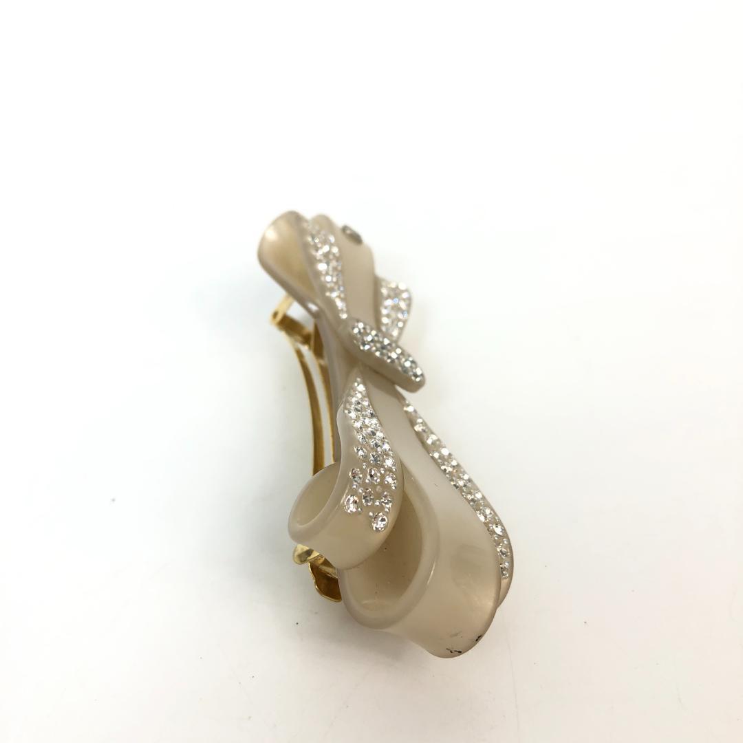 F10338 アレクサンドル ドゥ パリ バレッタ ストーン リボン ベージュ