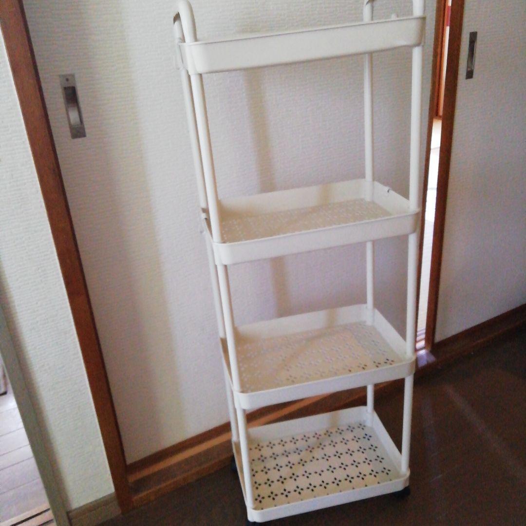 ホワイト 4段プラスチックラック キャスター付き