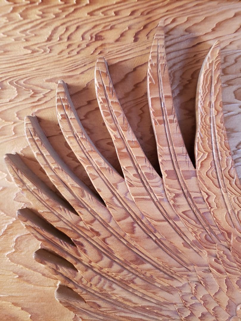 鷹の彫刻【額飾り、壁付け】