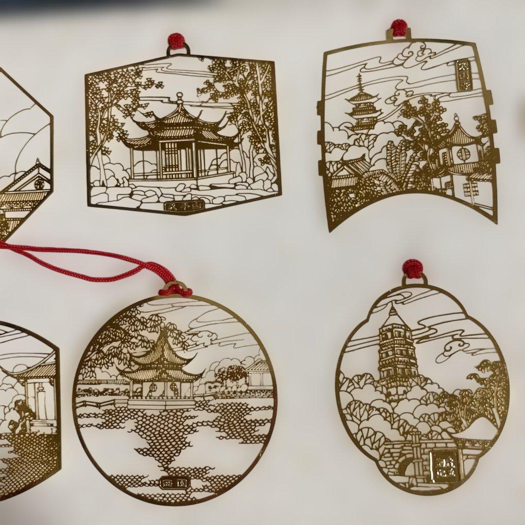 24K金メッキ　蘇州園林名勝 ブックマーク 10点セット