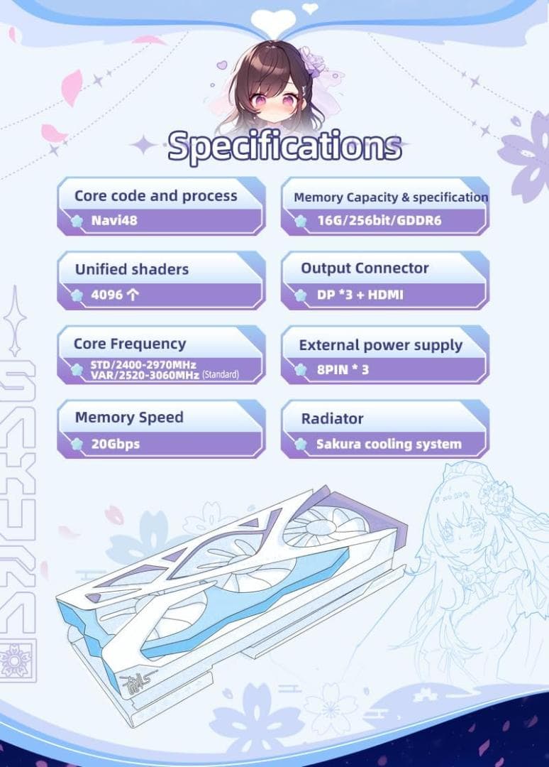 グラフィックボード・グラボ・ビデオカード YESTON RX9070XT-16GD6 Sakura OC