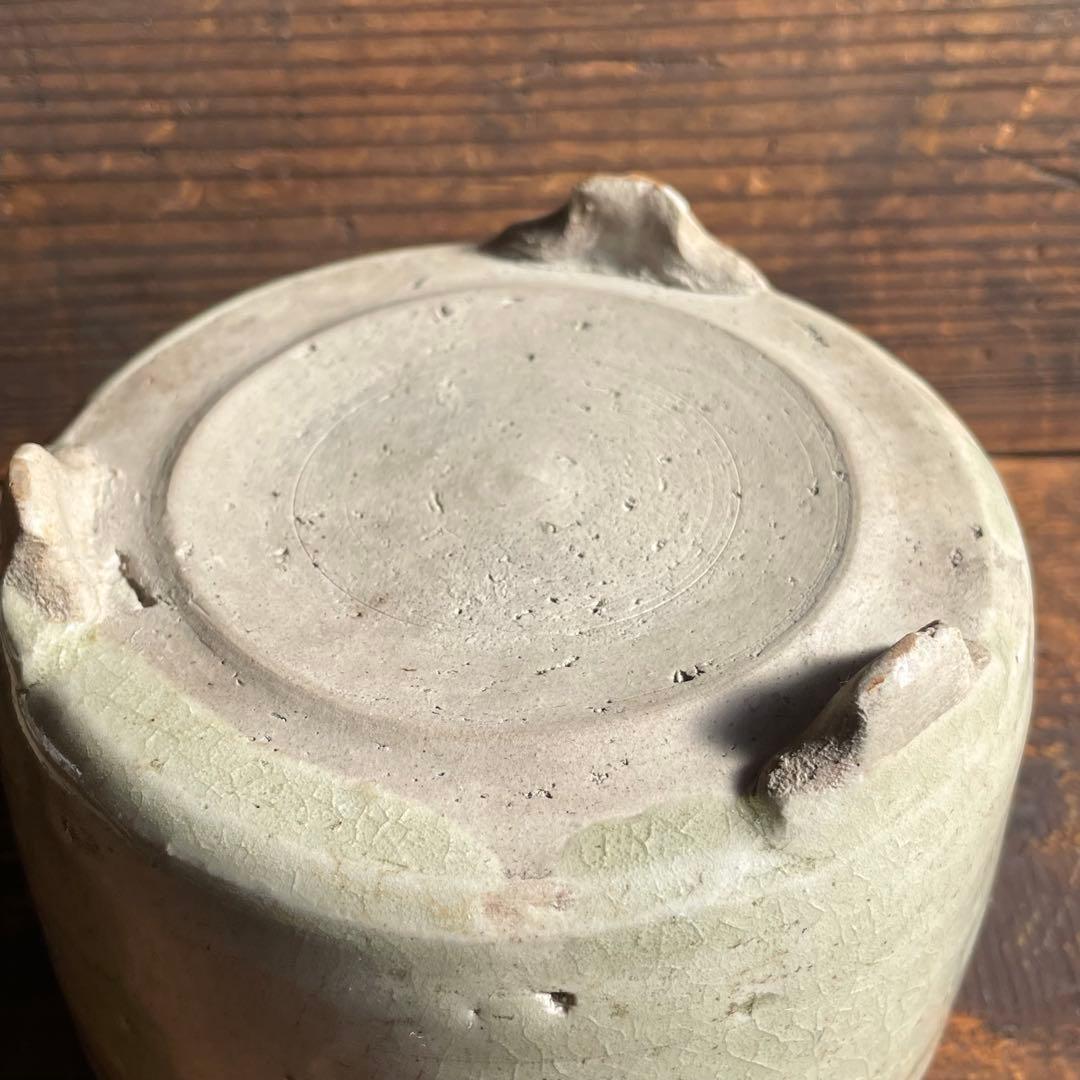 御深井三足香炉 江戸時代 御深井焼 古美濃 古瀬戸 灰釉陶器 骨董 古美術