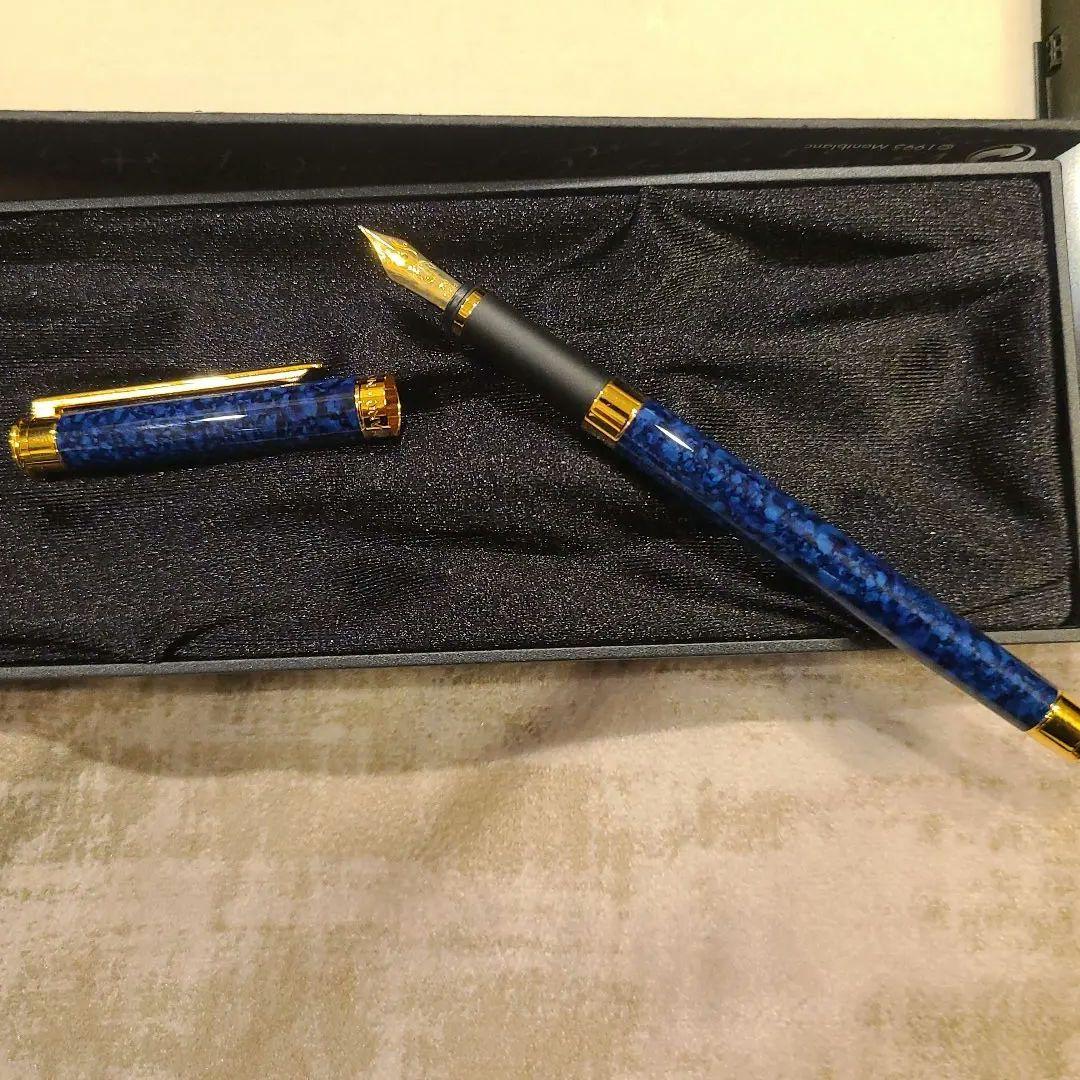 モンブランmontblanc ノブレス 万年筆 No.18140 ブルーマーブル