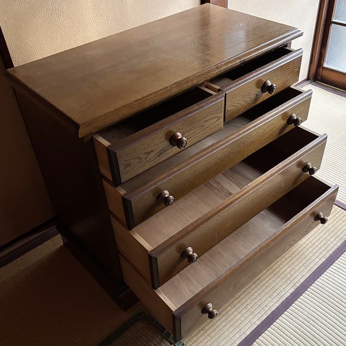 箪笥　木製　4段　75センチ　洋服箪笥　洋服ダンス　チェスト　昭和　レトロ